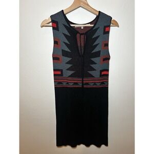 RACHEL ROY Women's Size S Geometric/Aztec Pattern Sleeveless Black Knit Dress